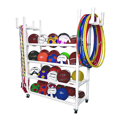 Champion Sports Equipment Cart, Plastic, 176 lb Capacity, 19 x 61 x 62, White (CSIPECART)