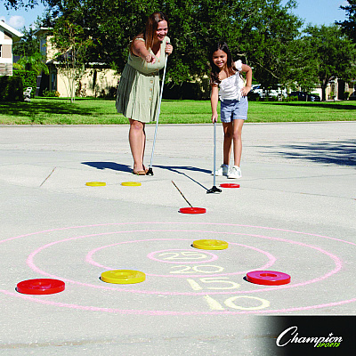 Champion Sports Economy Shuffleboard Set, 15-ft Court, Four 51" Cues, Eight Discs (CSISBA20)