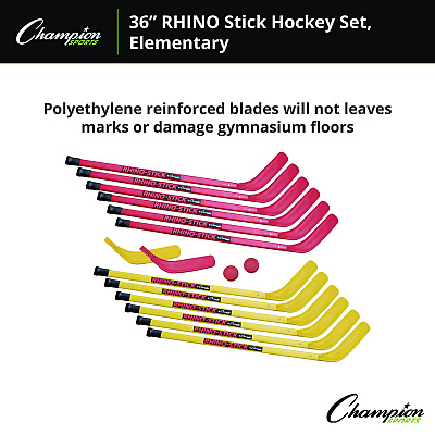 Champion Sports Indoor ABS Kids Hockey Set, 2 Pucks, 12 Sticks (CSIHS36SET)