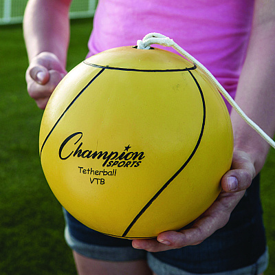 Champion Sports Deluxe Tether Ball Set, Tetherball/102" Cord/(4) 24" Telescoping Poles/Carry Bag/Pump with Needle (CSIDTBSET)
