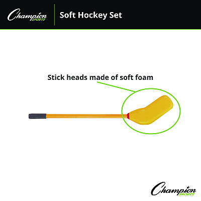 Champion Sports Rhino Soft Hockey Set, 30" Long, (10) Sticks/7" Ball/4" Puck (CSIHS10SET)