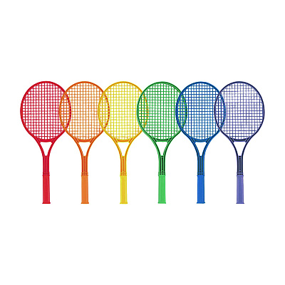 Champion Sports Plastic Tennis Racket Set, Six 21" Rackets, Assorted Colors (CSIJTRSET)