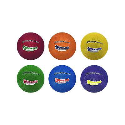 Champion Sports Rhino Skin Super Squeeze Playground Ball Set, 7.5" Diameter, Assorted Colors, 6/Set (CSISQPGSET)