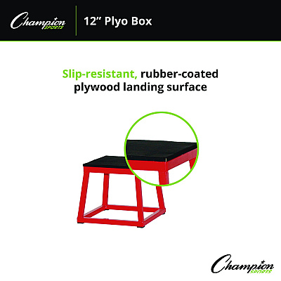 Champion Sports Plyo Box, 15" x 15", Plywood/Rubber/Steel, Red/Black (CSIPXB12)