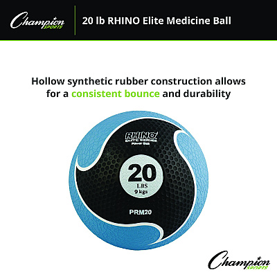 Champion Sports Rhino Elite Medicine Ball, 20 lb, Blue (CSIPRM20)