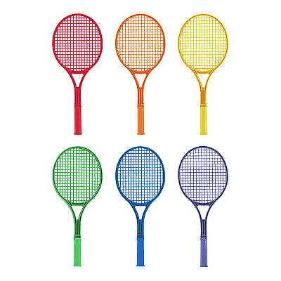 Champion Sports Plastic Tennis Racket Set, Six 21" Rackets, Assorted Colors (CSIJTRSET)