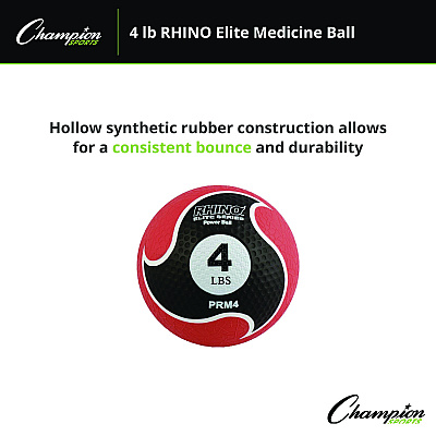 Champion Sports Rhino Elite Medicine Ball,  4 lb, Red (CSIPRM4)