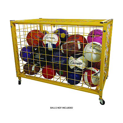Champion Sports Full Size Lockable Ball Locker, Metal, 132 lb Capacity, 24 x 42 x 29.75, Yellow (CSILRCL)