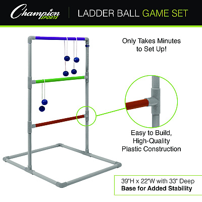Champion Sports Pro Ladder Golf Game Set, (2) 22" x 37.5" Ladders/Six Bolas/Carry Bag (CSILGSTPRO)