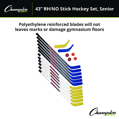 Champion Sports 43" Rhino Stick Hockey Set, 12 Sticks/2 Pucks/2 Balls/2 Extra Blades (CSIHS43SET)