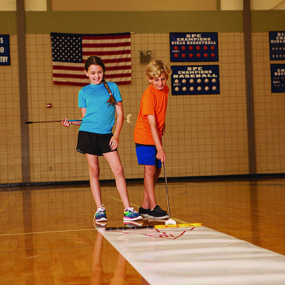 Champion Sports Blacktop Shuffleboard Set, (2) Two-Piece 51" Cues/(8) Discs/Sidewalk Chalk (CSISBA30)