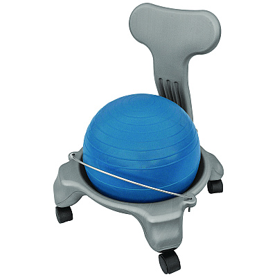 Champion Sports Kid's Ball Chair, Supports Up to 264 lb, 12.5" Seat Height, Blue Seat, Silver Base (CSIKDCH)