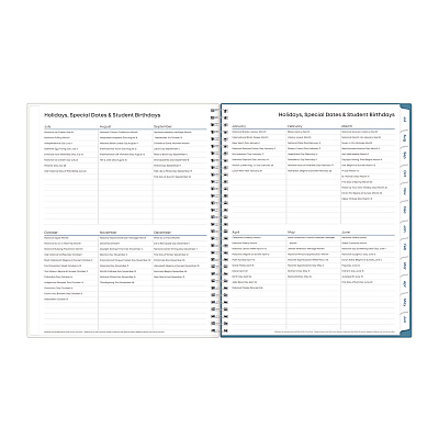 Blue Sky Teacher Dots CYO Cover Weekly/Monthly Lesson Planner, 9 Classes, Multicolor Cover, 11 x 8.5, 12-Month (July-June), 2025-2026 (100330)