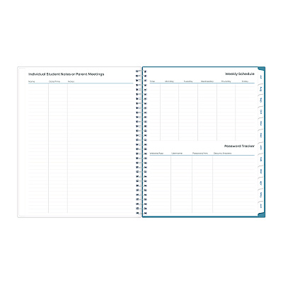 Blue Sky Teacher Dots CYO Cover Weekly/Monthly Lesson Planner, 9 Classes, Multicolor Cover, 11 x 8.5, 12-Month (July-June), 2025-2026 (100330)