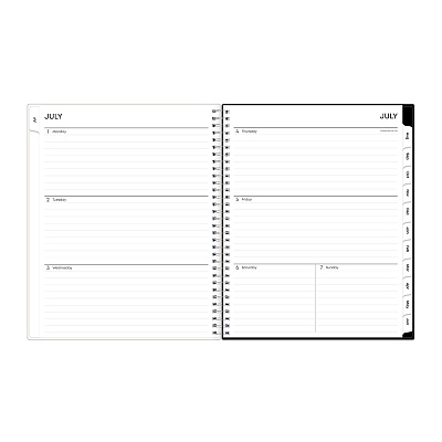 Blue Sky Analeis Create-Your-Own Cover Weekly/Monthly Planner, Floral, 11 x 8.5, White/Black/Coral, 12-Month (July to June): 2025-2026 (130606)