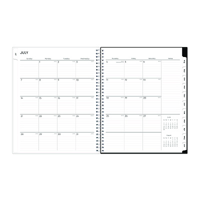 Blue Sky Analeis Create-Your-Own Cover Weekly/Monthly Planner, Floral, 11 x 8.5, White/Black/Coral, 12-Month (July to June): 2025-2026 (130606)