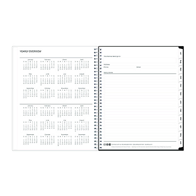 Blue Sky Analeis Create-Your-Own Cover Weekly/Monthly Planner, Floral, 11 x 8.5, White/Black/Coral, 12-Month (July to June): 2025-2026 (130606)