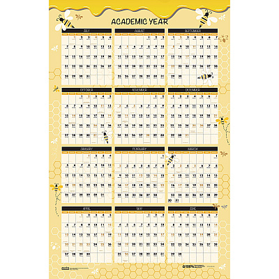 House of Doolittle 100% Recycled Academic Honeycomb Laminated Wall Calendar, 24 x 37, Tan/Yellow Sheets, 12-Month (July-June): 2024 to 2025 (39855)