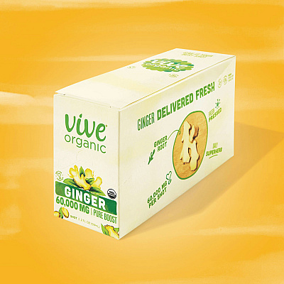 Vive Organic Pure Boost, Ginger, 2 oz Bottle, 12/Carton (GRR34800004)