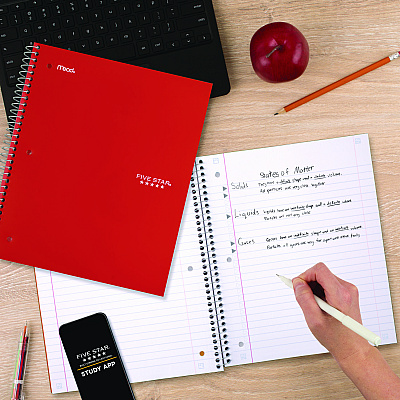 Five Star Wirebound Notebook, 3-Subject, Wide/Legal Rule, Assorted Cover Color, (150) 10.5 x 8.63 Sheets, 3/Pack (MEA930081)
