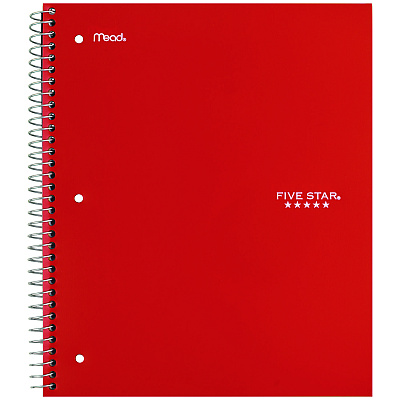 Five Star Wirebound Notebook, 3-Subject, Wide/Legal Rule, Assorted Cover Color, (150) 10.5 x 8.63 Sheets, 3/Pack (MEA930081)