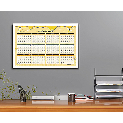 House of Doolittle 100% Recycled Academic Honeycomb Laminated Wall Calendar, 24 x 37, Tan/Yellow Sheets, 12-Month (July-June): 2024 to 2025 (39855)
