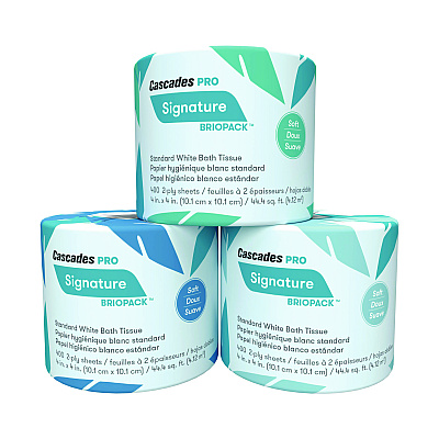 Cascades PRO Signature Bath Tissue, Septic Safe, 2-Ply, White, 400 Sheets/Roll, 24 Rolls/Carton (CSDB710)