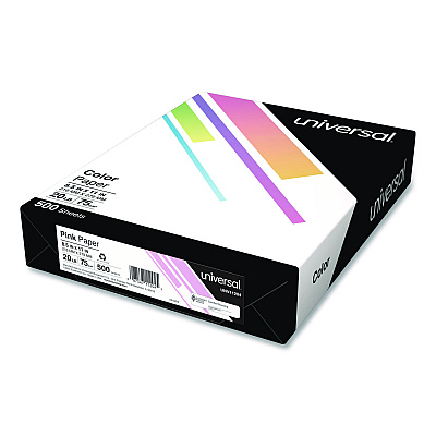 Universal Deluxe Colored Paper, 20 lb Bond Weight, 8.5 x 11, Pink, 500 Sheets/Ream, 10 Reams/Carton (UNV11204CT)