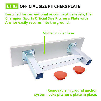 Champion Sports Official Size Pitcher's Plate with Anchor, 24" x 6" (CSIBH83)