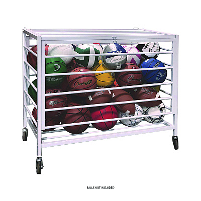 Champion Sports Economy Locking Ball Carrier, Metal, 264 lb Capacity, 23" x 45" x 32", White (EBLXX)
