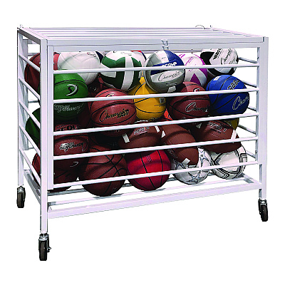 Champion Sports Economy Locking Ball Carrier, Metal, 264 lb Capacity, 23" x 45" x 32", White (EBLXX)
