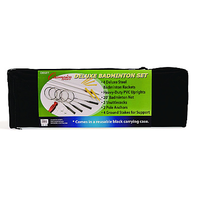 Champion Sports Deluxe Badminton Set, 20 ft Net with 4 Rackets, 2 Shuttlecocks (CSIDBSET)