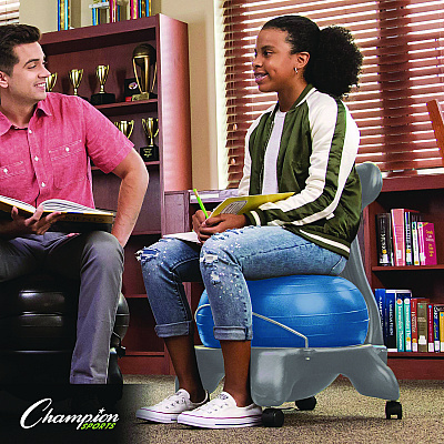 Champion Sports Kid's Ball Chair, Supports Up to 264 lb, 12.5" Seat Height, Blue Seat, Silver Base (CSIKDCH)