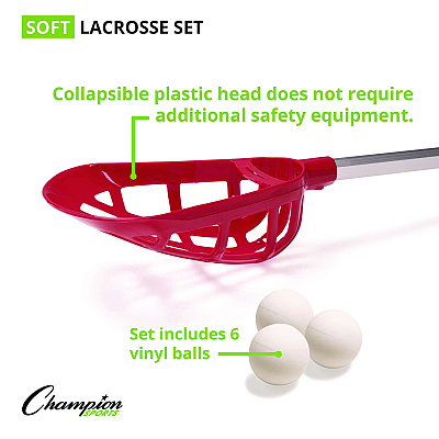 Champion Sports Soft Lacrosse Set, 6 Balls/12 Sticks (CSILAXSR)