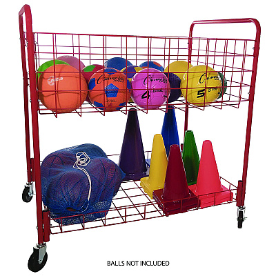 Champion Sports Back Ease Storage Cart, Metal, 176 lb Capacity, 30 x 43 x 45, Red (CSIOCLX)