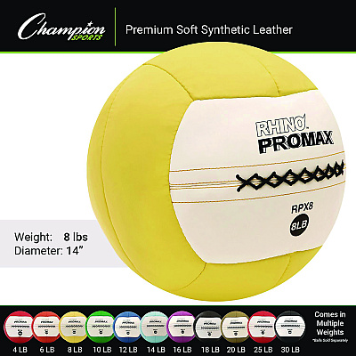 Champion Sports Rhino Promax Medicine Ball, 8 lb, Yellow (CSIRPX8)