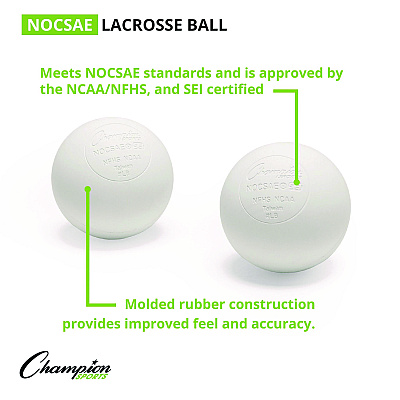 Champion Sports Lacrosse Balls in a Bucket, 11" x 11" Bucket with 36 White Rubber Balls (CSILBWN36)