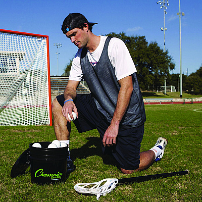 Champion Sports Lacrosse Balls in a Bucket, 11" x 11" Bucket with 36 White Rubber Balls (CSILBWN36)