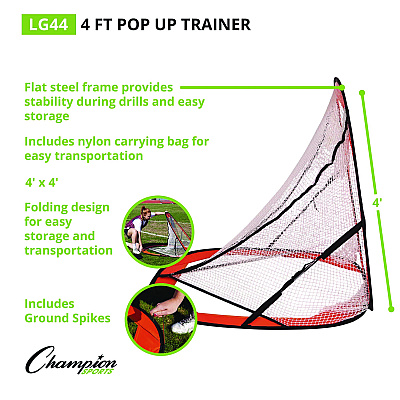 Champion Sports Lacrosse Pop Up Target Trainer, 4 ft x 4 ft (CSILG44)