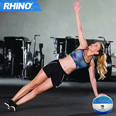 Champion Sports Rhino Leather Medicine Ball, 18 lb, Teal/White (CSIMB16)