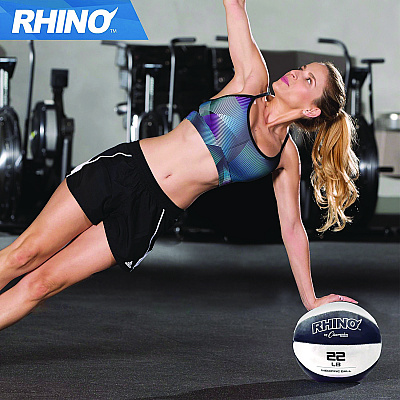 Champion Sports Rhino Leather Medicine Ball, 22 lb, Black/White (CSIMB23)