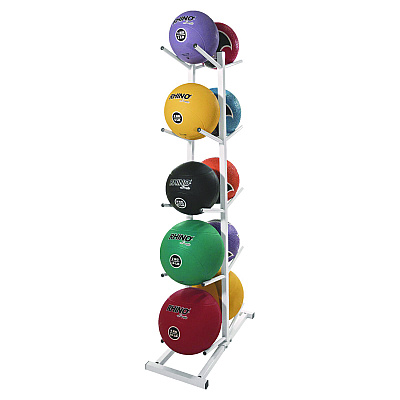 Champion Sports Double Medicine Ball Tree, 12" x 23" x 51", White (CSIMBR2)