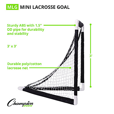 Champion Sports Mini Lacrosse Goal, 3 ft  x 3 ft, 1.5" dia Frame (CSIMLG)