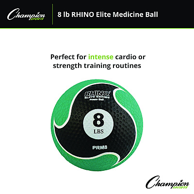 Champion Sports Rhino Elite Medicine Ball, 8 lb, Green (CSIPRM8)