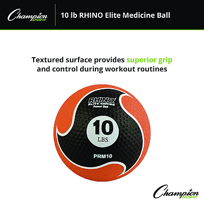 Champion Sports Rhino Elite Medicine Ball, 10 lb, Orange (CSIPRM10)