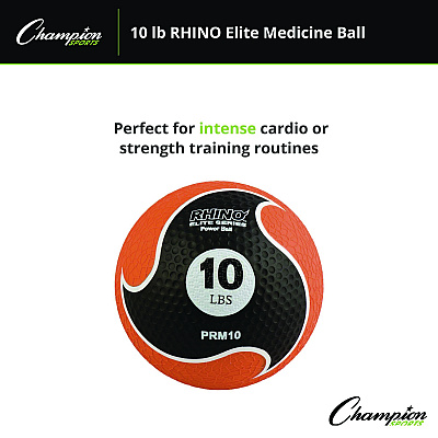 Champion Sports Rhino Elite Medicine Ball, 10 lb, Orange (CSIPRM10)