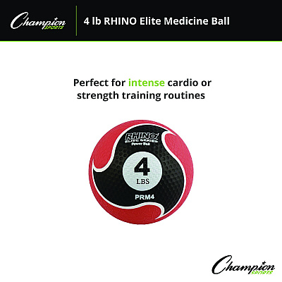 Champion Sports Rhino Elite Medicine Ball,  4 lb, Red (CSIPRM4)