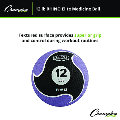 Champion Sports Rhino Elite Medicine Ball, 12 lb, Purple (CSIPRM12)