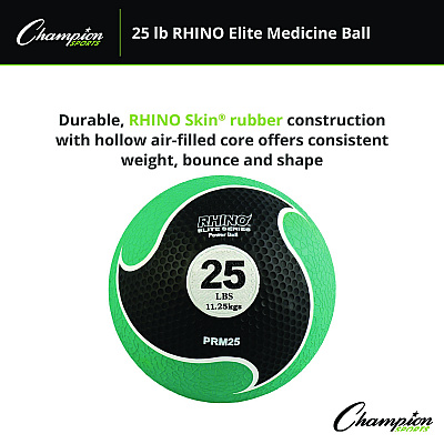 Champion Sports Rhino Elite Medicine Ball, 25 lb, Green (CSIPRM25)