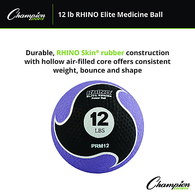 Champion Sports Rhino Elite Medicine Ball, 12 lb, Purple (CSIPRM12)